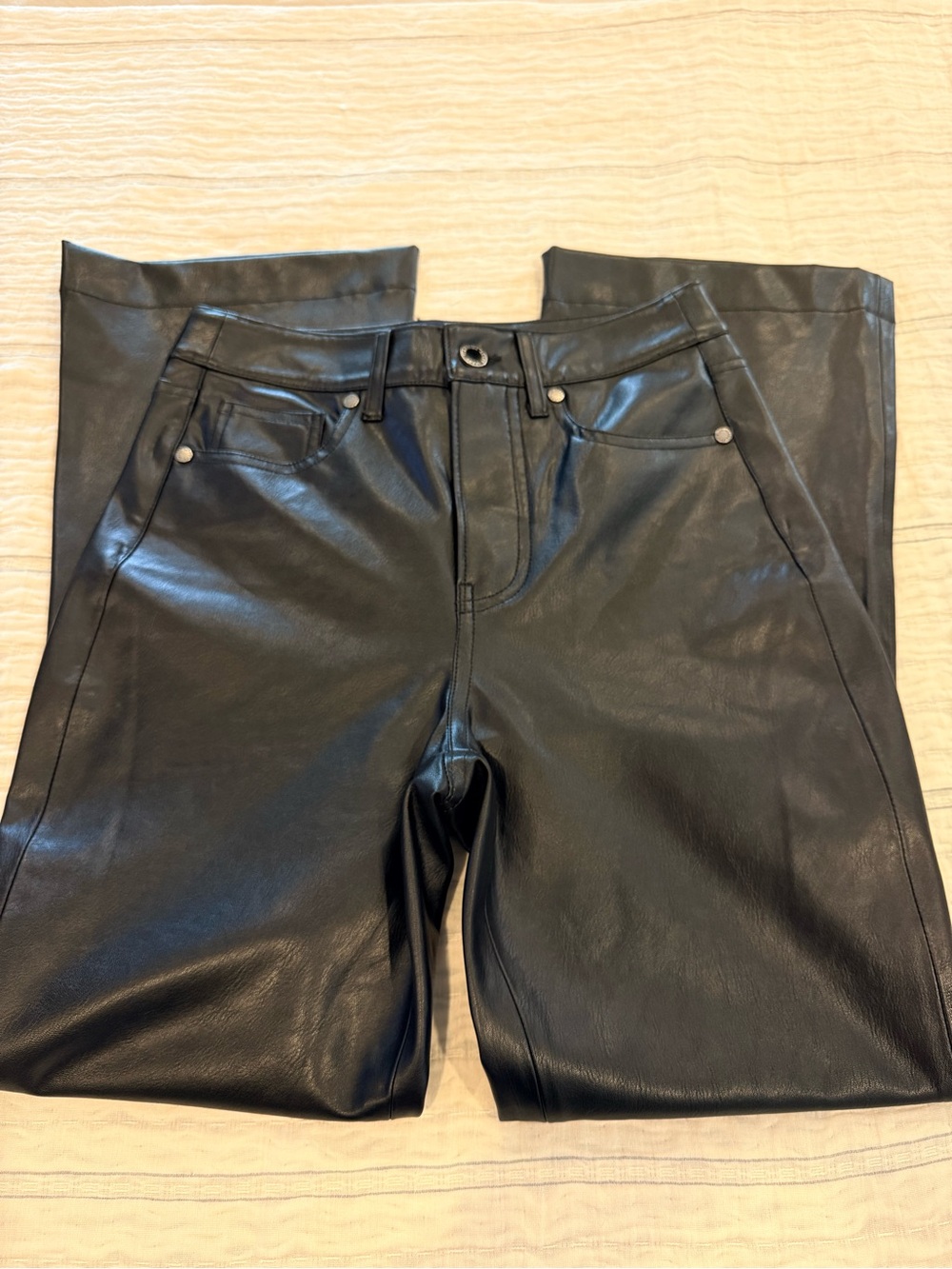 Veronica Beard Carson Ankle Flare Black Faux-Leather Flare Pants - Picture 6 of 14